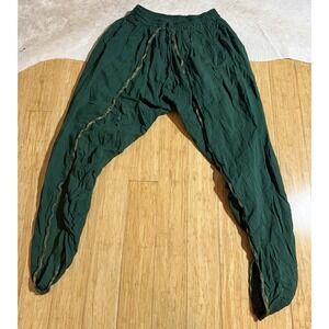 Isha Life Unisex Dhoti Pant Harem Undyed Organic Cotton Dhoti Green W/gold Sz 42